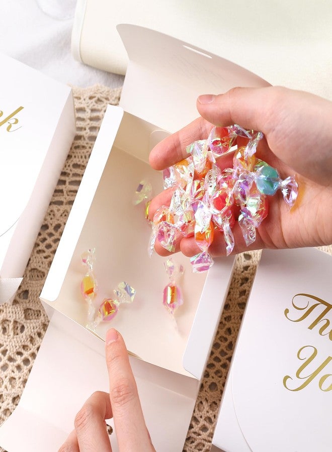 VGOODALL 20PCS Thank You Gift Boxes, 4.5x4.5x1.9Inches Mini Party Favor Boxes White Treat Bags with Bow Ribbon for Wedding Bridal Baby Shower Birthday Party - Image 5